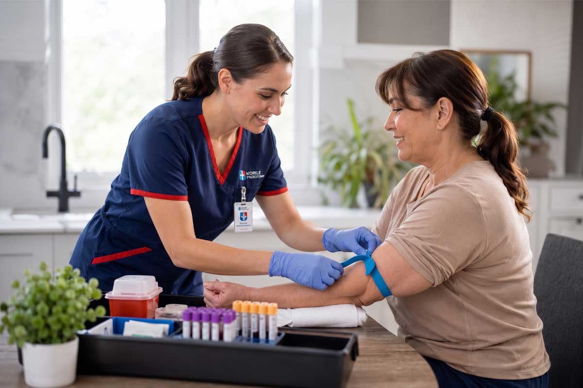 Professional EZPHLEB phlebotomist providing at-home blood draw service in Tampa Bay
